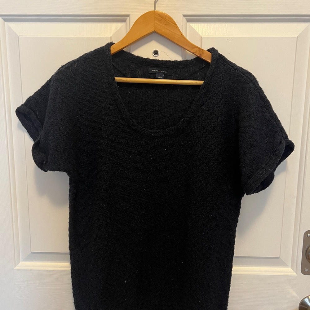 Tommy Hilfiger Navy Short-Sleeve Knit Sweater